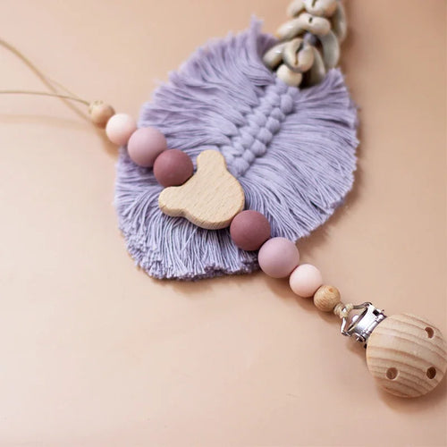 Custom Name Wooden Personalized Baby Pacifier Chain Silicone Bead