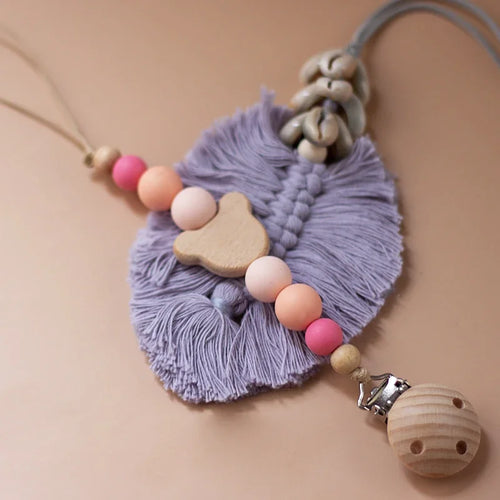 Custom Name Wooden Personalized Baby Pacifier Chain Silicone Bead