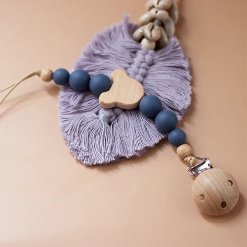 Custom Name Wooden Personalized Baby Pacifier Chain Silicone Bead