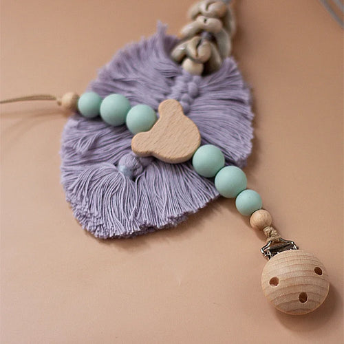 Custom Name Wooden Personalized Baby Pacifier Chain Silicone Bead