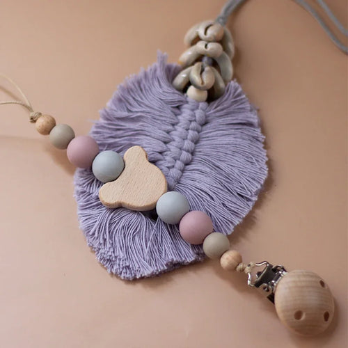 Custom Name Wooden Personalized Baby Pacifier Chain Silicone Bead