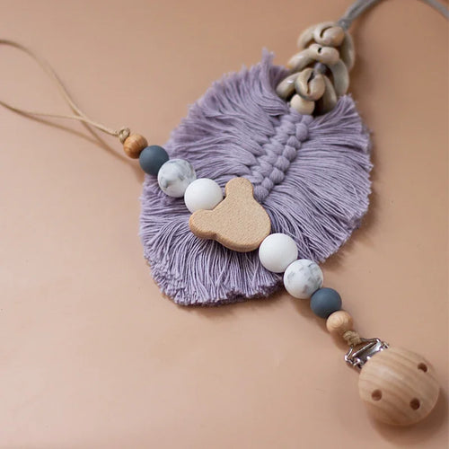 Custom Name Wooden Personalized Baby Pacifier Chain Silicone Bead