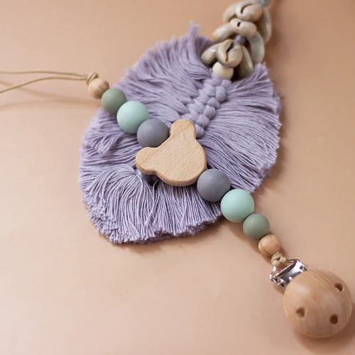 Custom Name Wooden Personalized Baby Pacifier Chain Silicone Bead