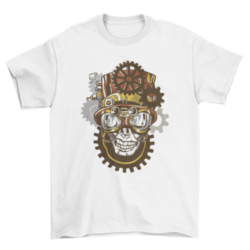 Steampunk skull with accessories goggles top hat gears mechanical