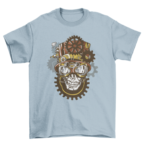 Steampunk skull with accessories goggles top hat gears mechanical