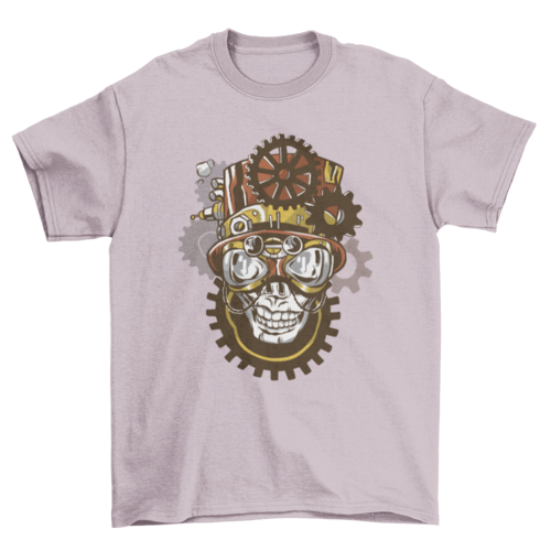 Steampunk skull with accessories goggles top hat gears mechanical
