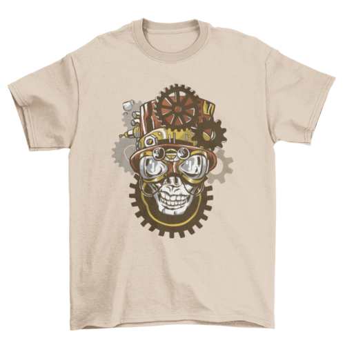 Steampunk skull with accessories goggles top hat gears mechanical